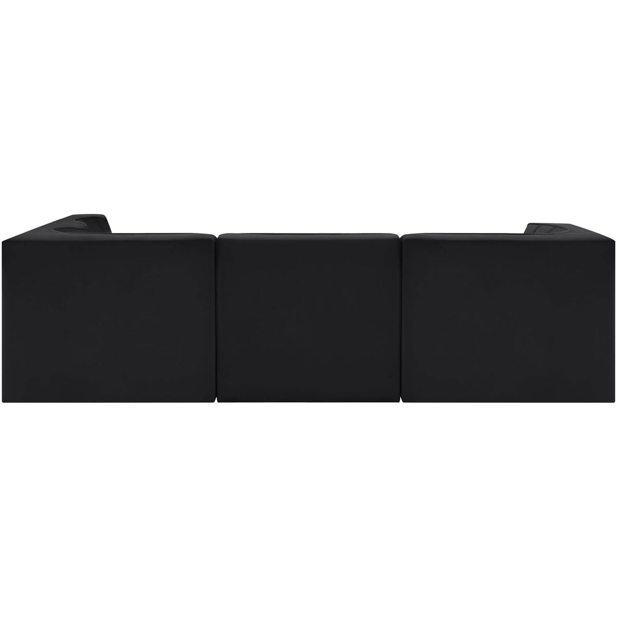Rummi Black Velvet Performance Fabric Upholstered 5 Piece Modular Sectional Sofa