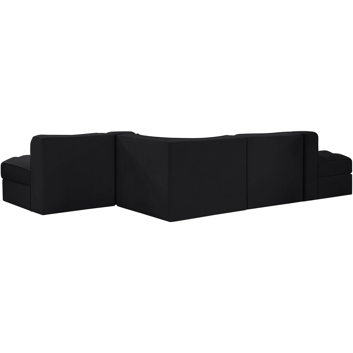 Rummi Black Velvet Performance Fabric Upholstered 5 Piece Modular Sectional Sofa