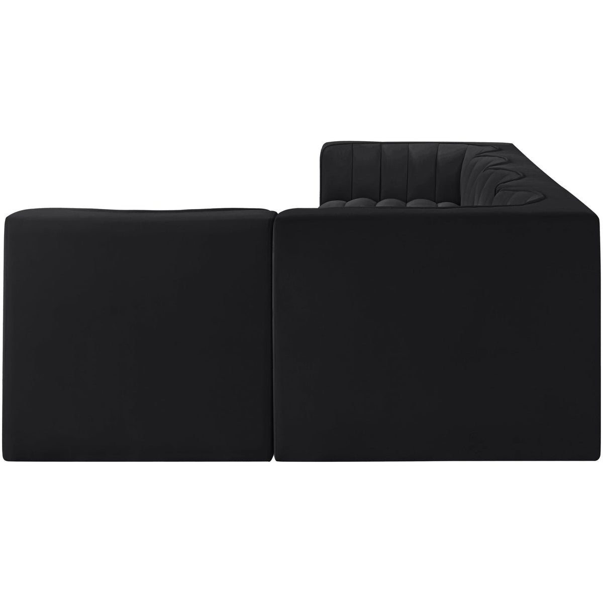 Rummi Black Velvet Performance Fabric Upholstered 5 Piece Modular Sectional Sofa