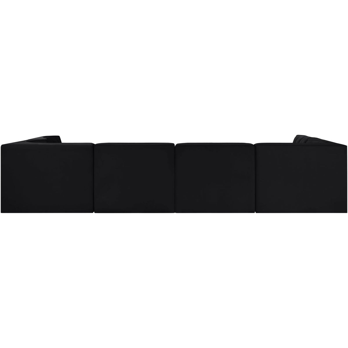 Rummi Black Velvet Performance Fabric Upholstered 6 Piece Modular Sectional Sofa
