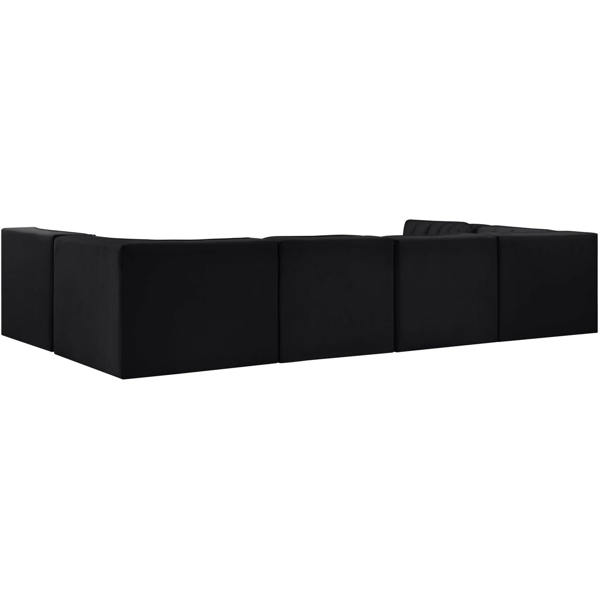 Rummi Black Velvet Performance Fabric Upholstered 6 Piece Modular Sectional Sofa