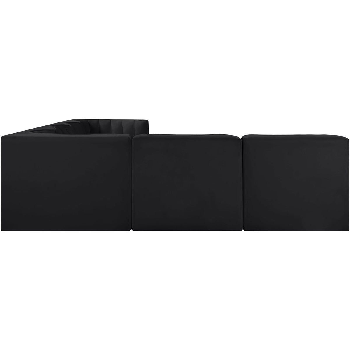 Rummi Black Velvet Performance Fabric Upholstered 6 Piece Modular Sectional Sofa