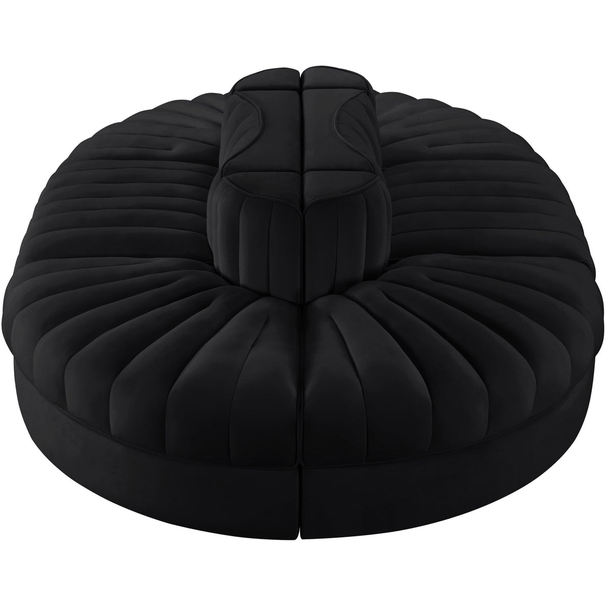 Rummi Black Velvet Performance Fabric Upholstered 6 Piece Modular Sectional Sofa