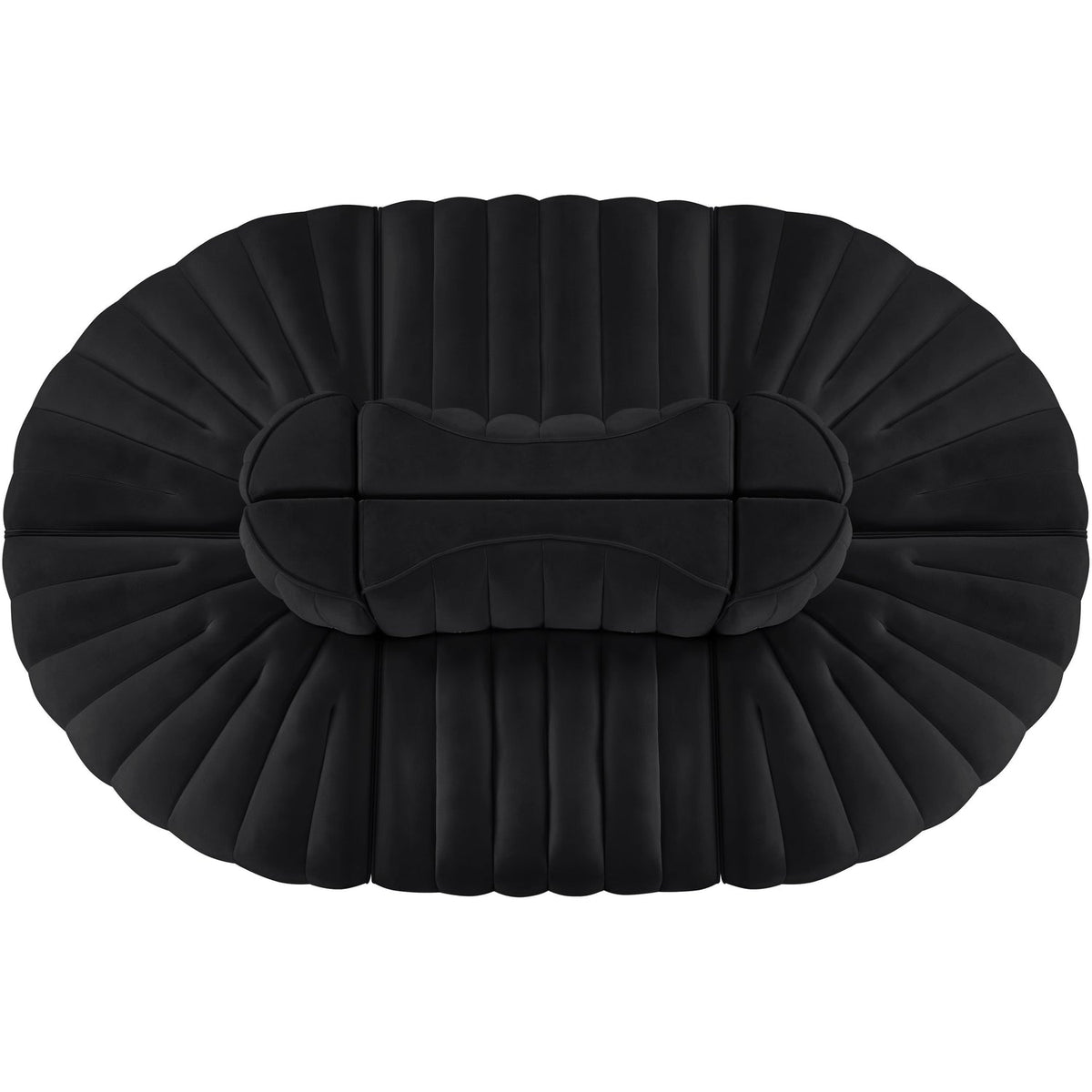 Rummi Black Velvet Performance Fabric Upholstered 6 Piece Modular Sectional Sofa