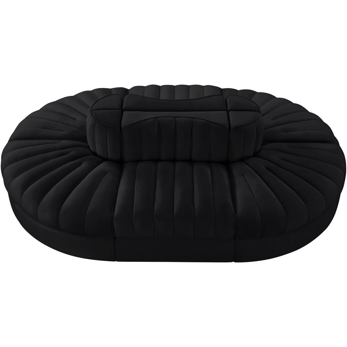 Rummi Black Velvet Performance Fabric Upholstered 6 Piece Modular Sectional Sofa