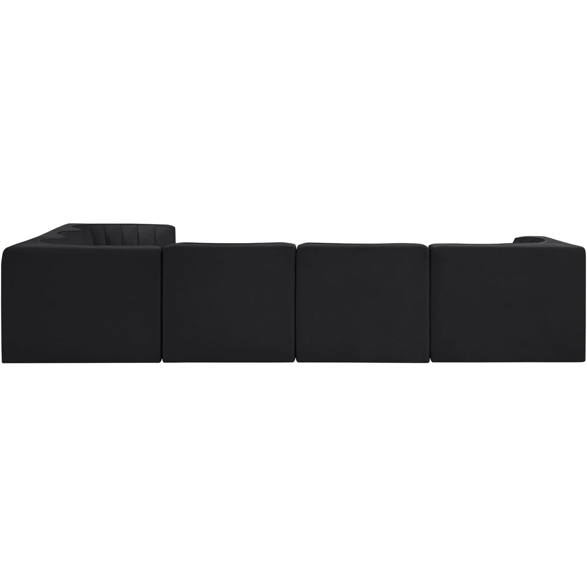 Rummi Black Velvet Performance Fabric Upholstered 6 Piece Modular Sectional Sofa