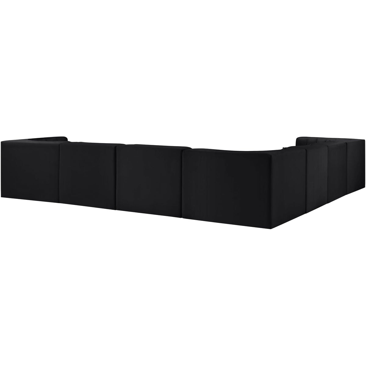 Rummi Black Velvet Performance Fabric Upholstered 7 Piece Modular Sectional Sofa