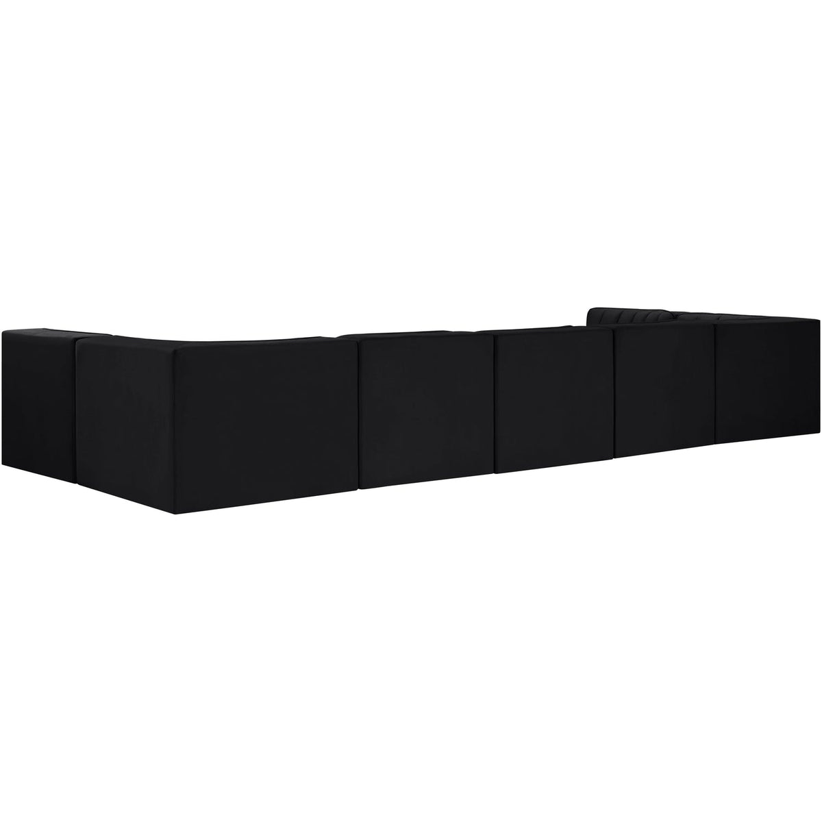 Rummi Black Velvet Performance Fabric Upholstered 7 Piece Modular Sectional Sofa
