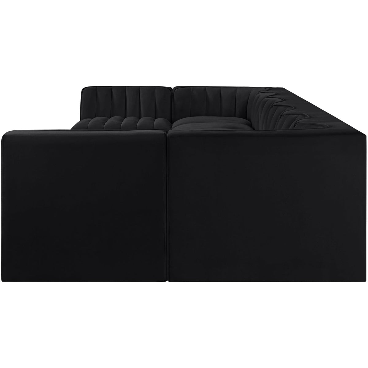 Rummi Black Velvet Performance Fabric Upholstered 8 Piece Modular Sectional Sofa