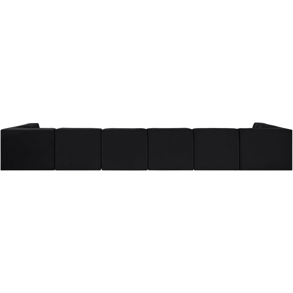 Rummi Black Velvet Performance Fabric Upholstered 8 Piece Modular Sectional Sofa