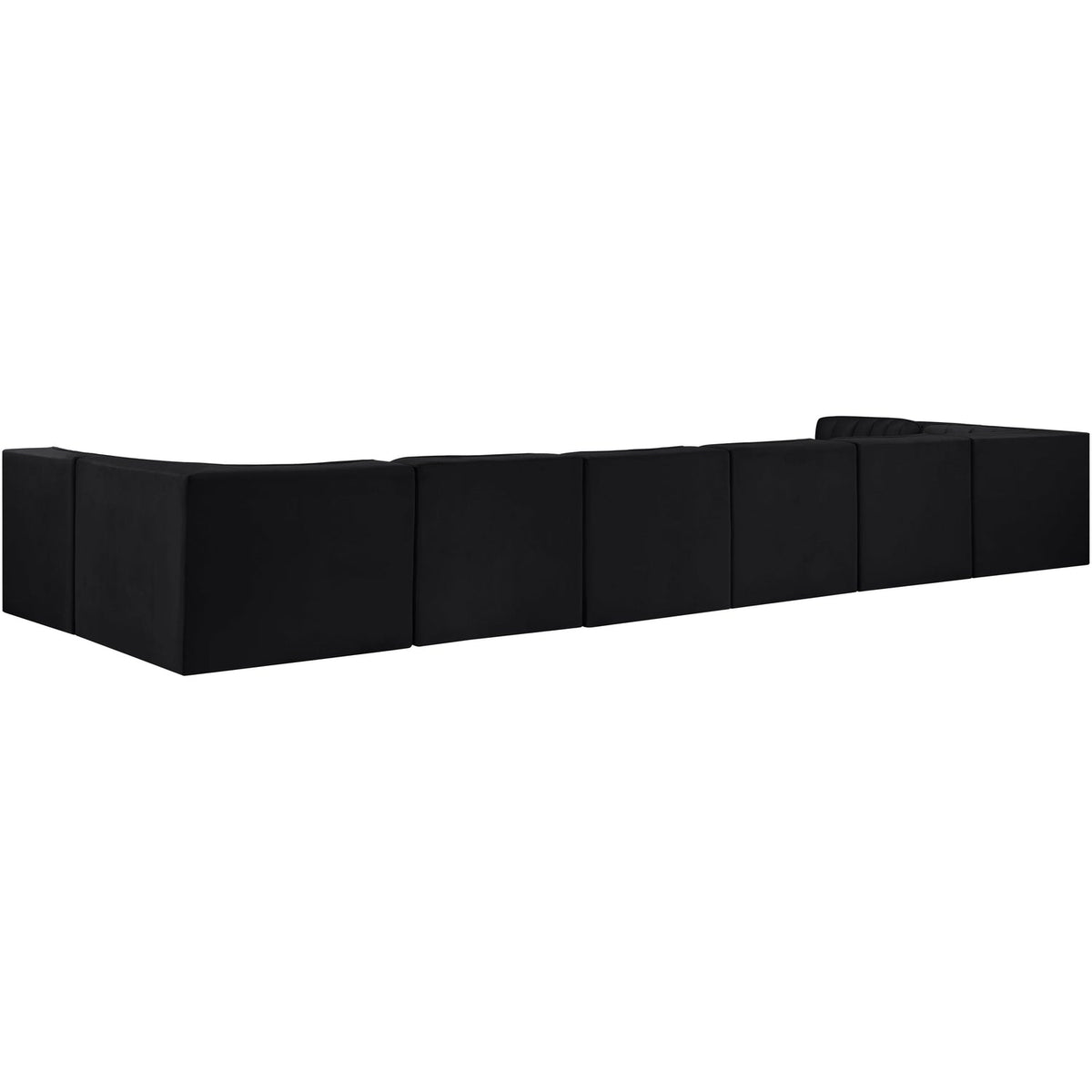 Rummi Black Velvet Performance Fabric Upholstered 8 Piece Modular Sectional Sofa