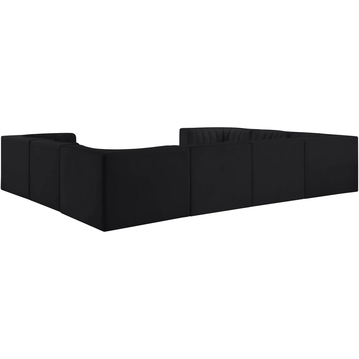 Rummi Black Velvet Performance Fabric Upholstered Modular Sectional Sofa