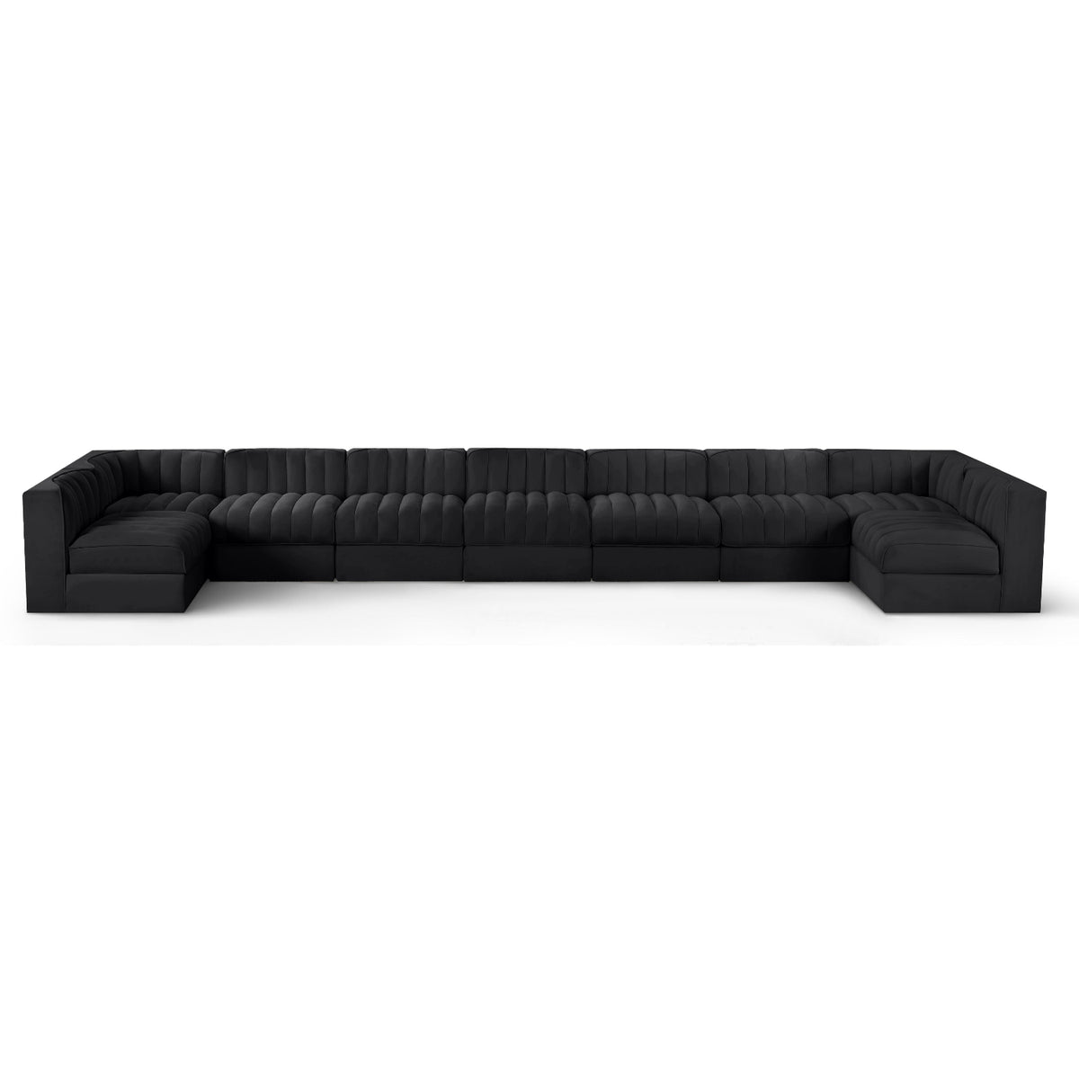 Rummi Black Velvet Performance Fabric Upholstered 9pc. Modular Sectional in black velvet, primary product view