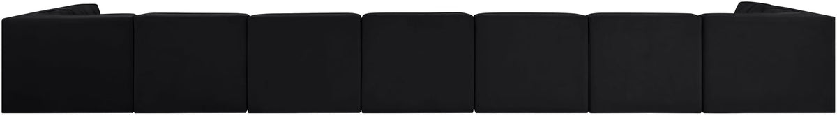 Rummi Black Velvet Performance Fabric Upholstered 9 Piece Modular Sectional Sofa