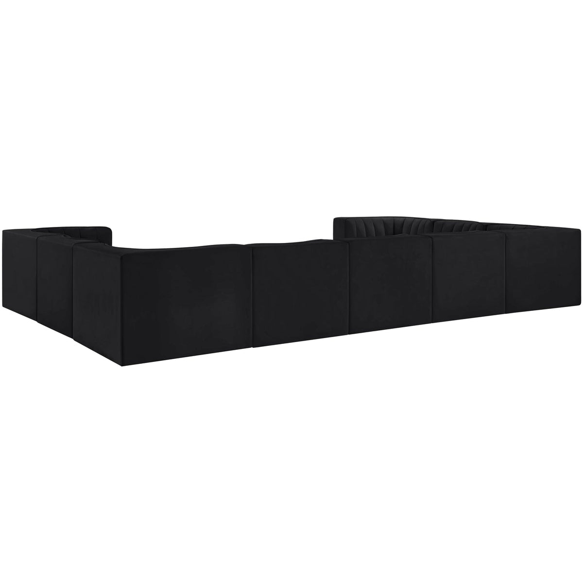 Rummi Black Velvet Performance Fabric Upholstered 9 Piece Modular Sectional Sofa