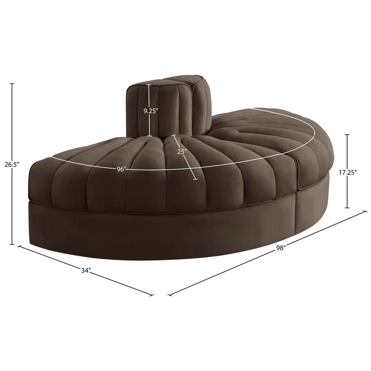 Rummi Brown Velvet Performance Fabric Upholstered 2Piece Modular Sofa