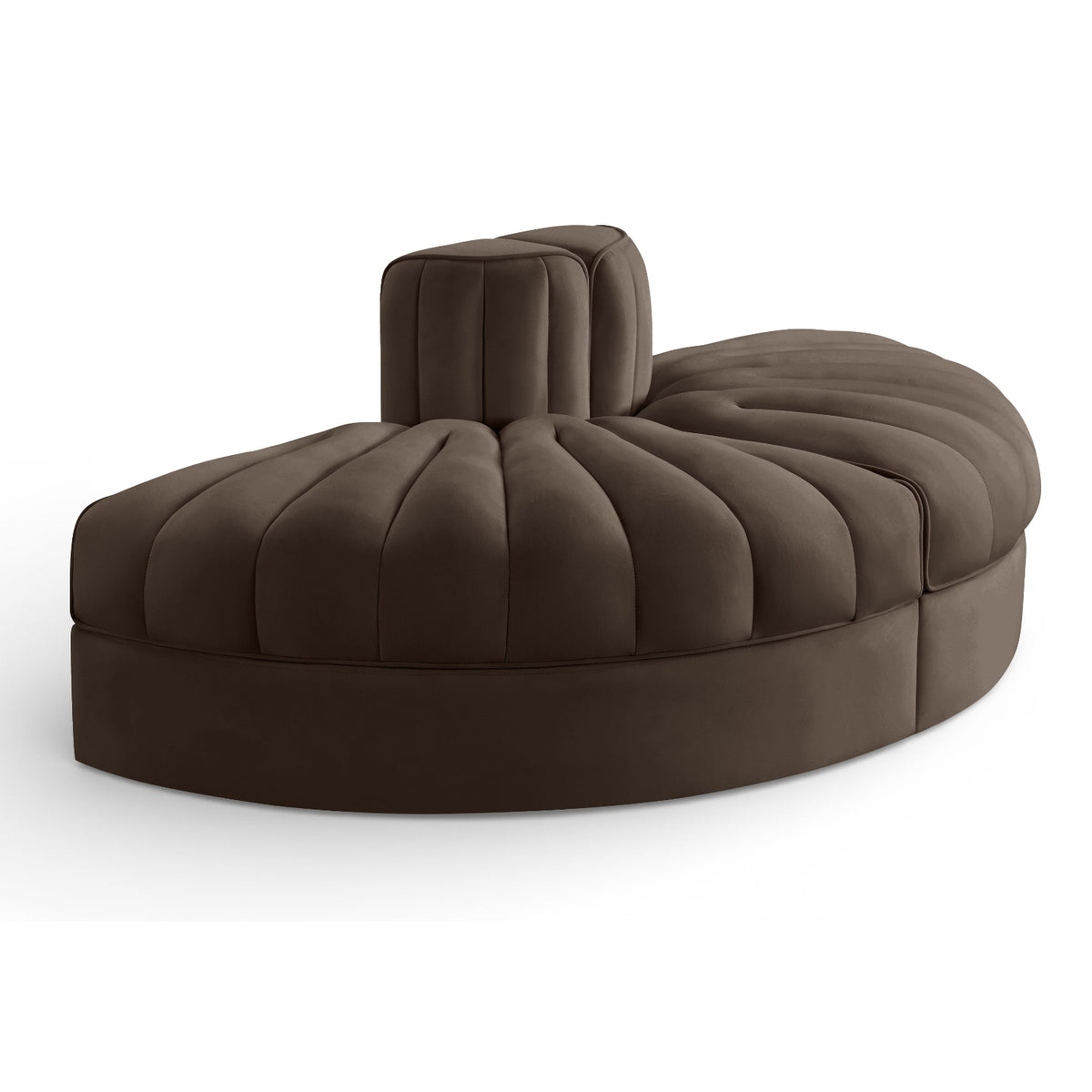 Rummi Brown Velvet Performance Fabric Upholstered 2pc. Modular Sofa in brown velvet, primary product view