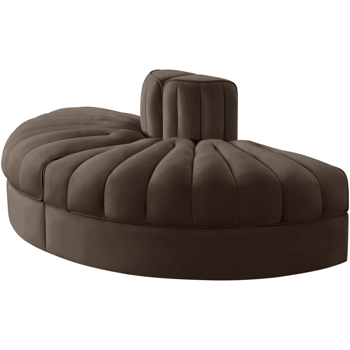 Rummi Brown Velvet Performance Fabric Upholstered 2Piece Modular Sofa
