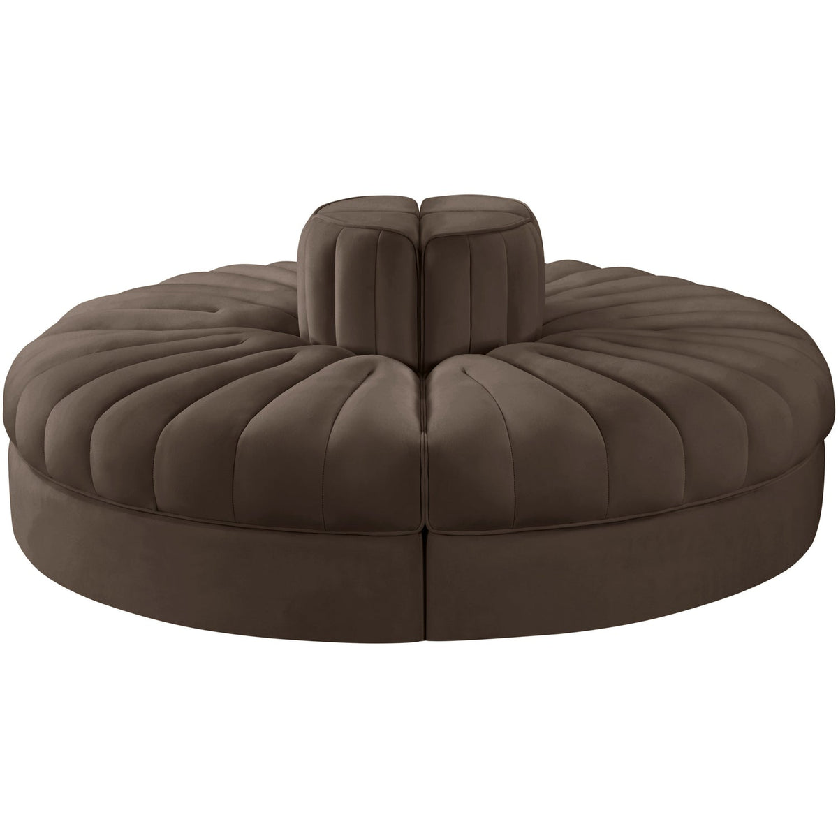 Rummi Brown Velvet Performance Fabric Upholstered 4 Piece Modular Sofa