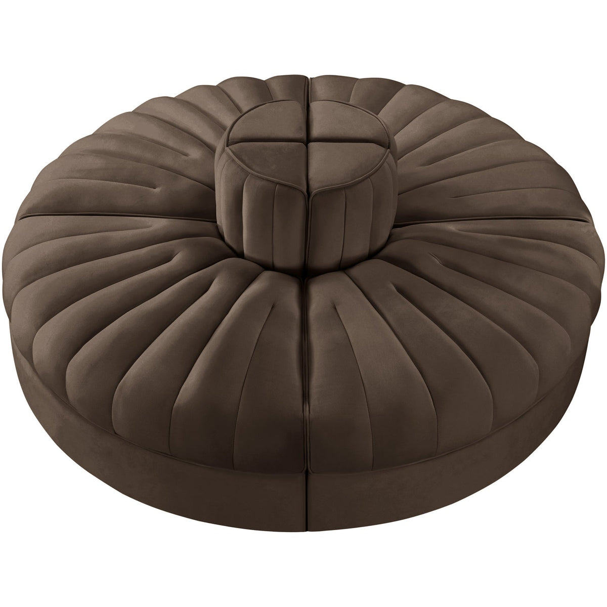 Rummi Brown Velvet Performance Fabric Upholstered 4 Piece Modular Sofa