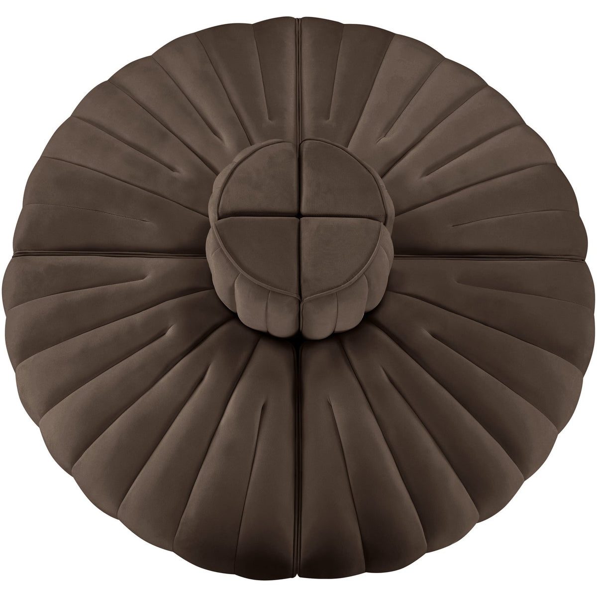 Rummi Brown Velvet Performance Fabric Upholstered 4 Piece Modular Sofa