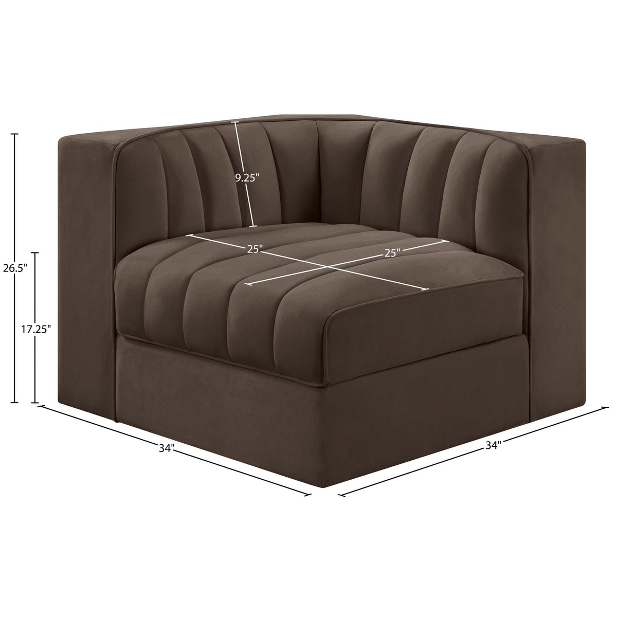 Rummi Brown Velvet Performance Fabric Upholstered Modular Chair
