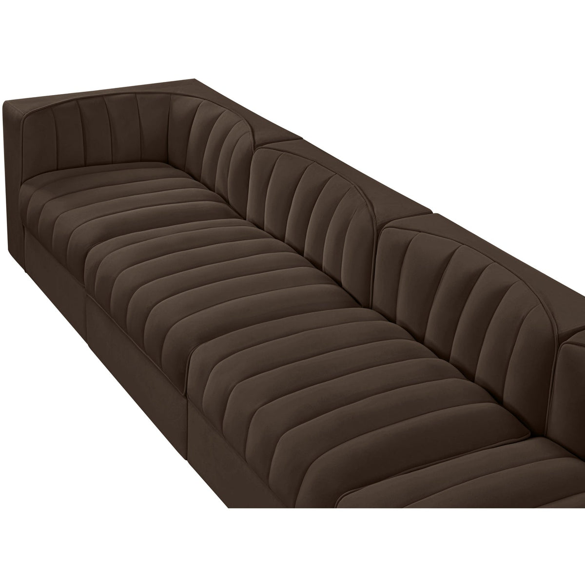 Rummi Brown Velvet Performance Fabric Upholstered 4 Piece Modular Sofa