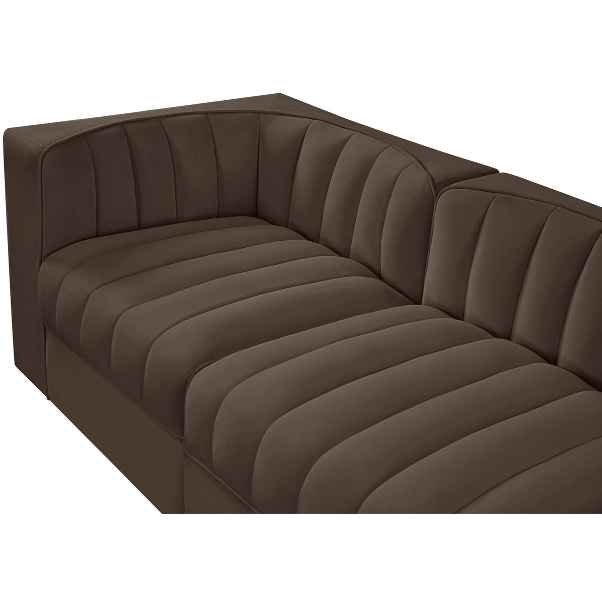 Rummi Brown Velvet Performance Fabric Upholstered 5 Piece Modular Sofa