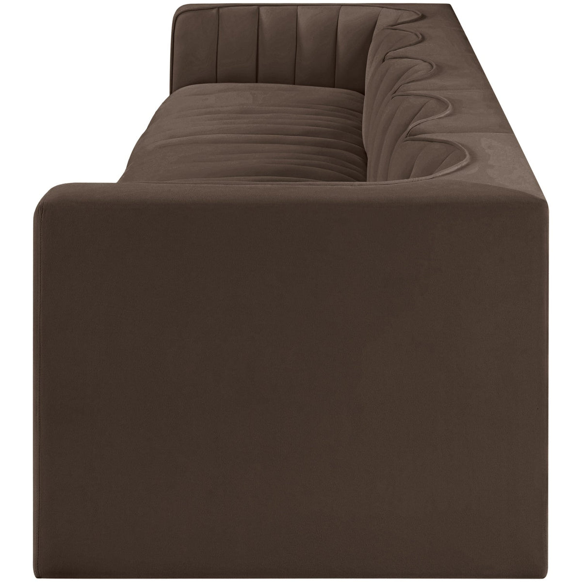 Rummi Brown Velvet Performance Fabric Upholstered 5 Piece Modular Sofa