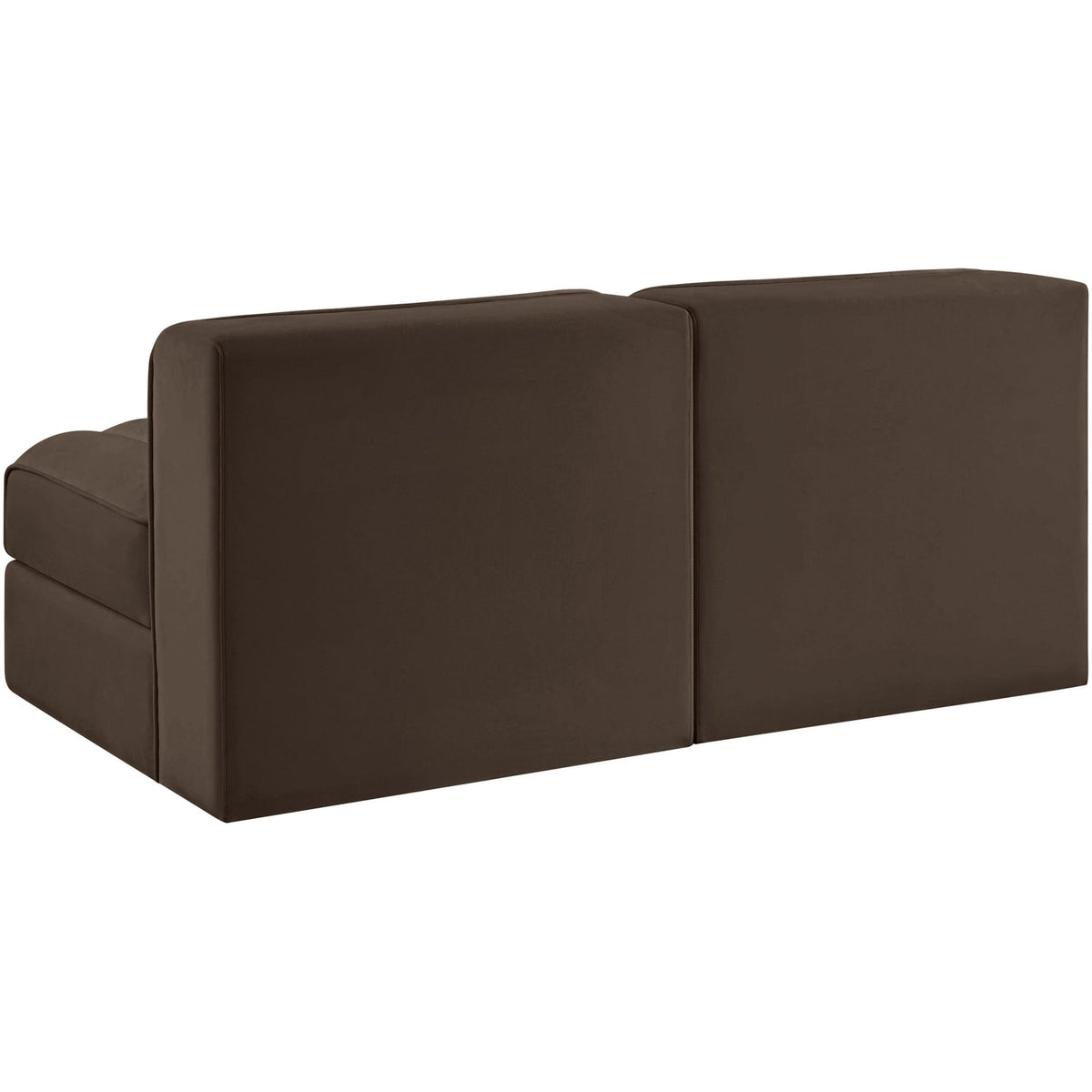 Rummi Brown Velvet Performance Fabric Upholstered 2 Piece Modular Loveseat