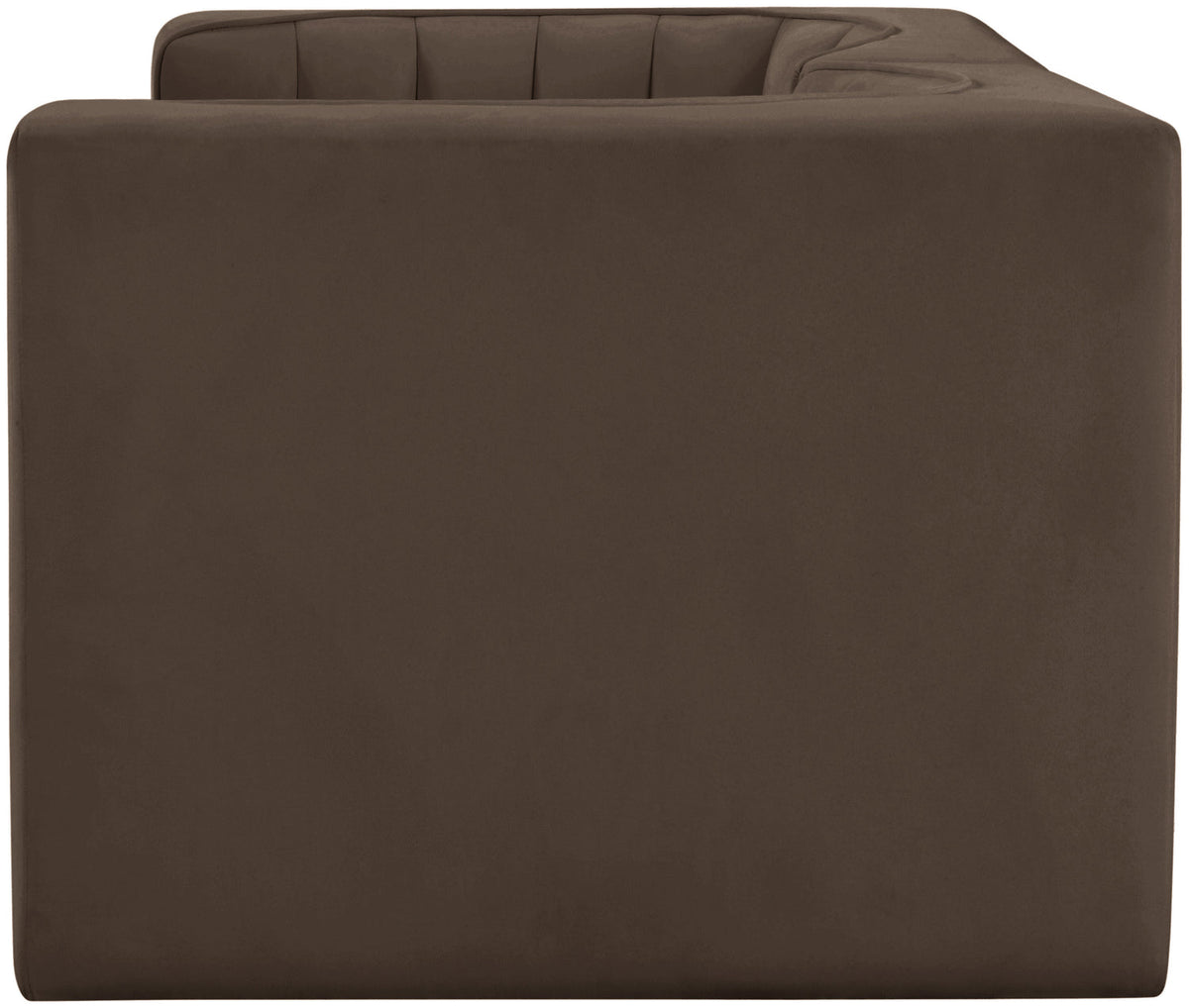 Rummi Brown Velvet Performance Fabric Upholstered 2 Piece Modular Loveseat