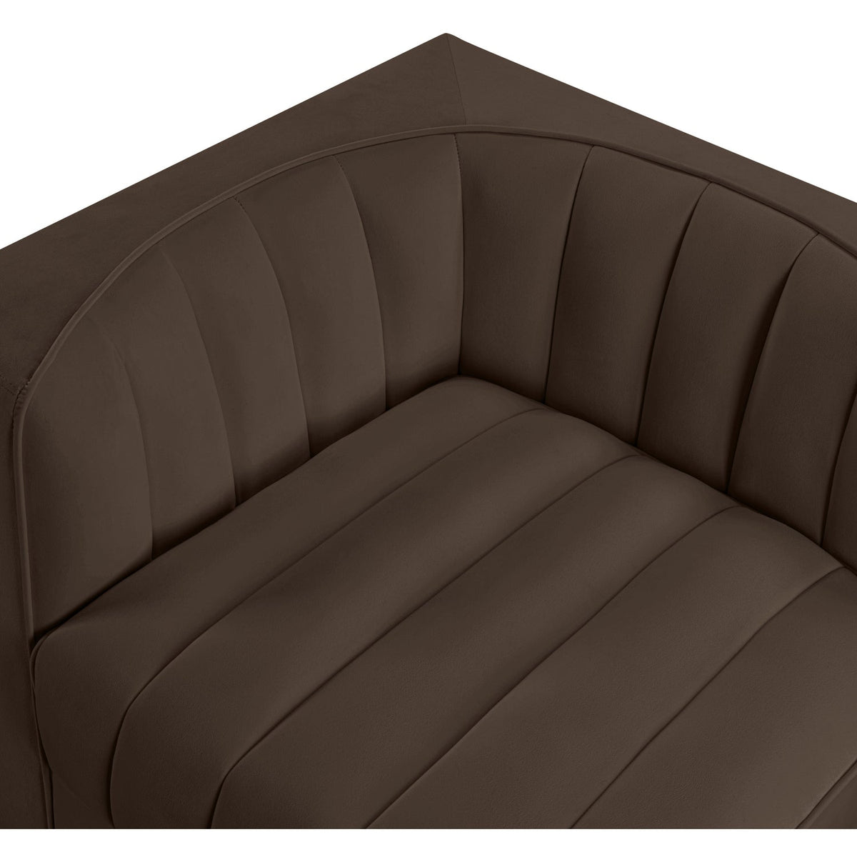 Rummi Brown Velvet Performance Fabric Upholstered 2 Piece Modular Loveseat