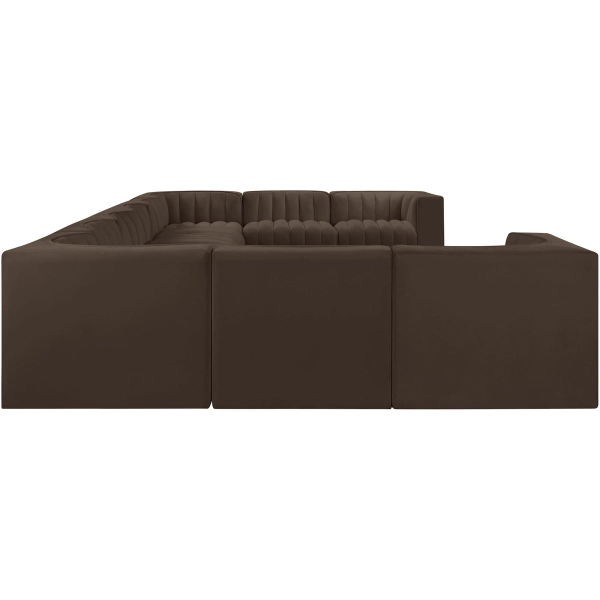 Rummi Brown Velvet Performance Fabric Upholstered 10 Piece Modular Sectional Sofa