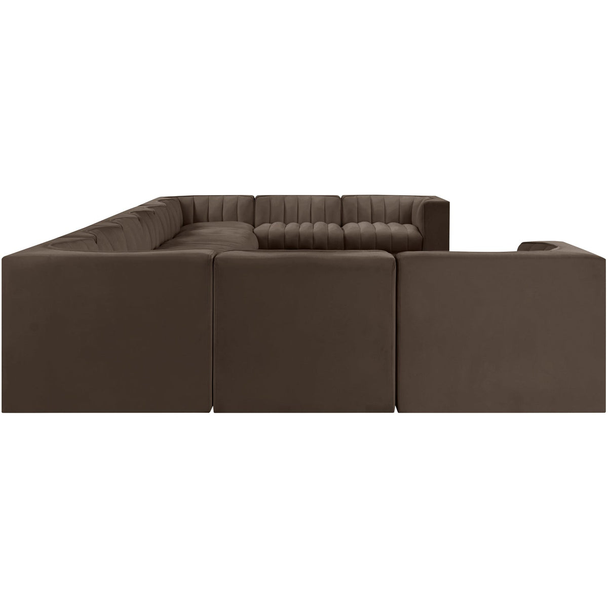 Rummi Brown Velvet Performance Fabric Upholstered 11 Piece Modular Sectional Sofa