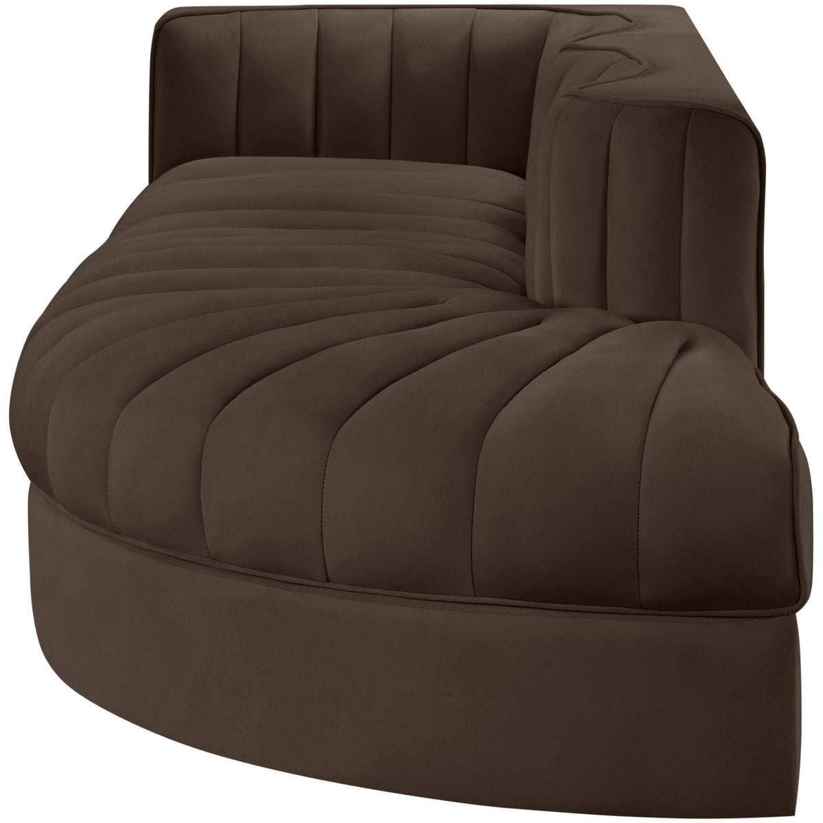 Rummi Brown Velvet Performance Fabric Upholstered 3 Piece Modular Sectional Sofa