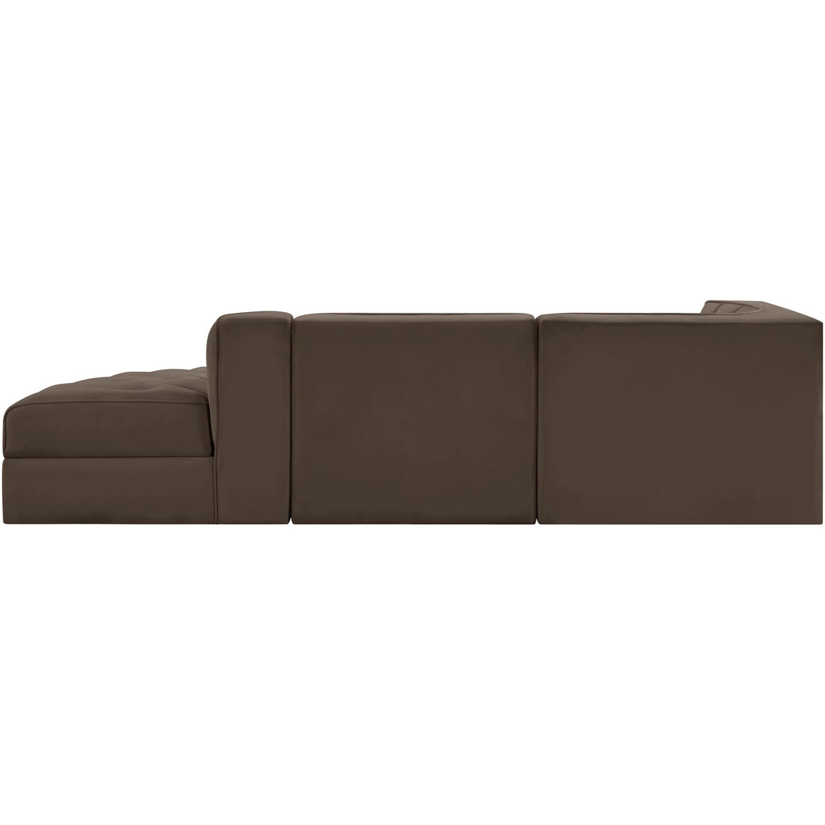 Rummi Brown Velvet Performance Fabric Upholstered 3 Piece Modular Sectional Sofa