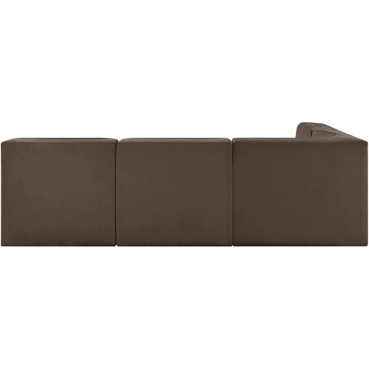 Rummi Brown Velvet Performance Fabric Upholstered 4 Piece Modular Sectional Sofa