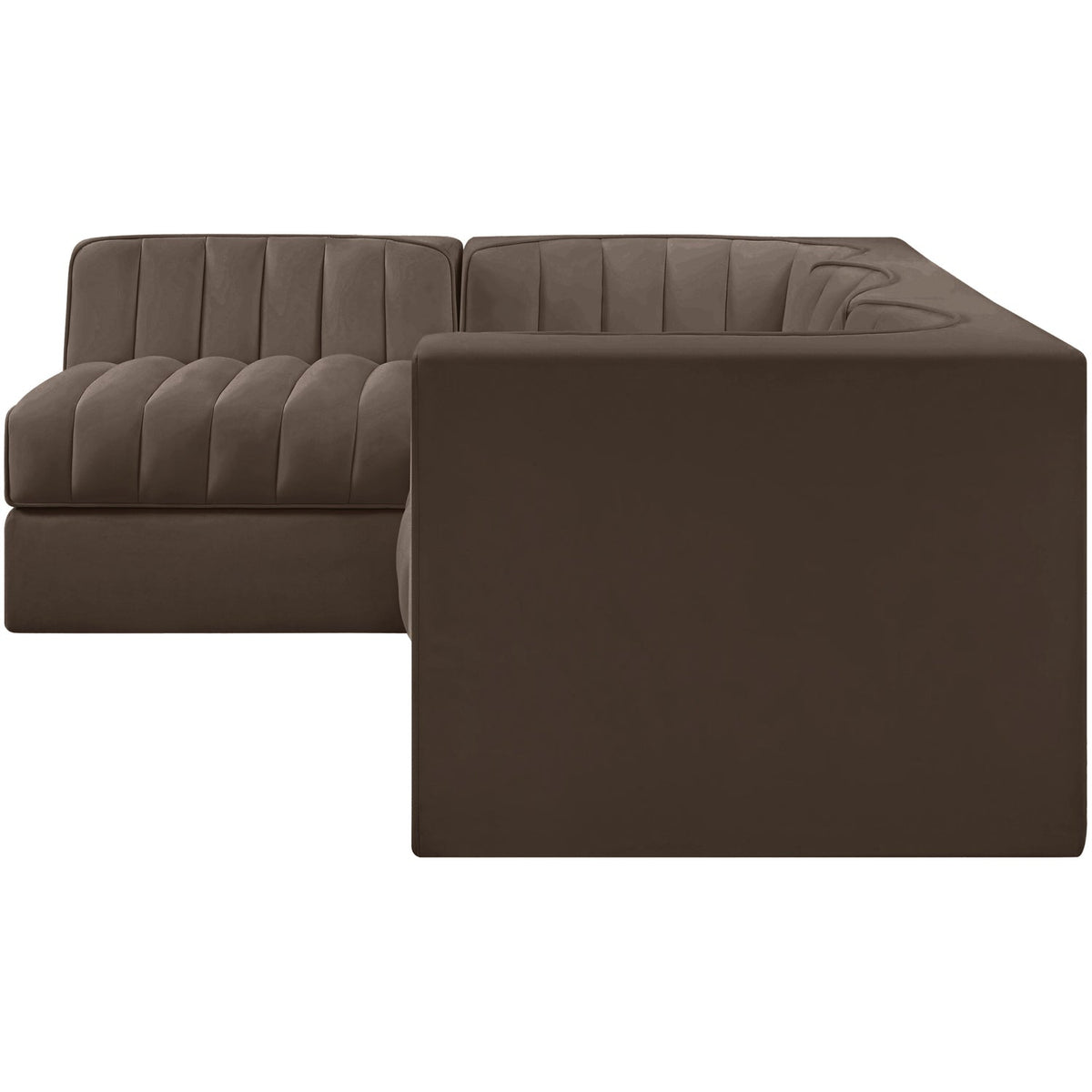 Rummi Brown Velvet Performance Fabric Upholstered 4 Piece Modular Sectional Sofa