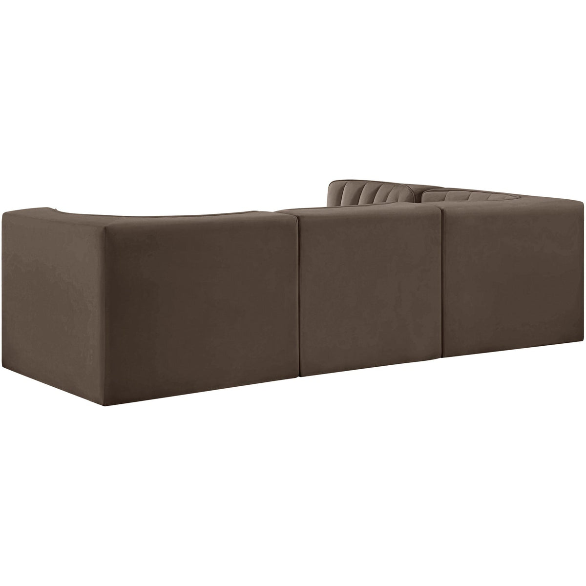 Rummi Brown Velvet Performance Fabric Upholstered 4 Piece Modular Sectional Sofa