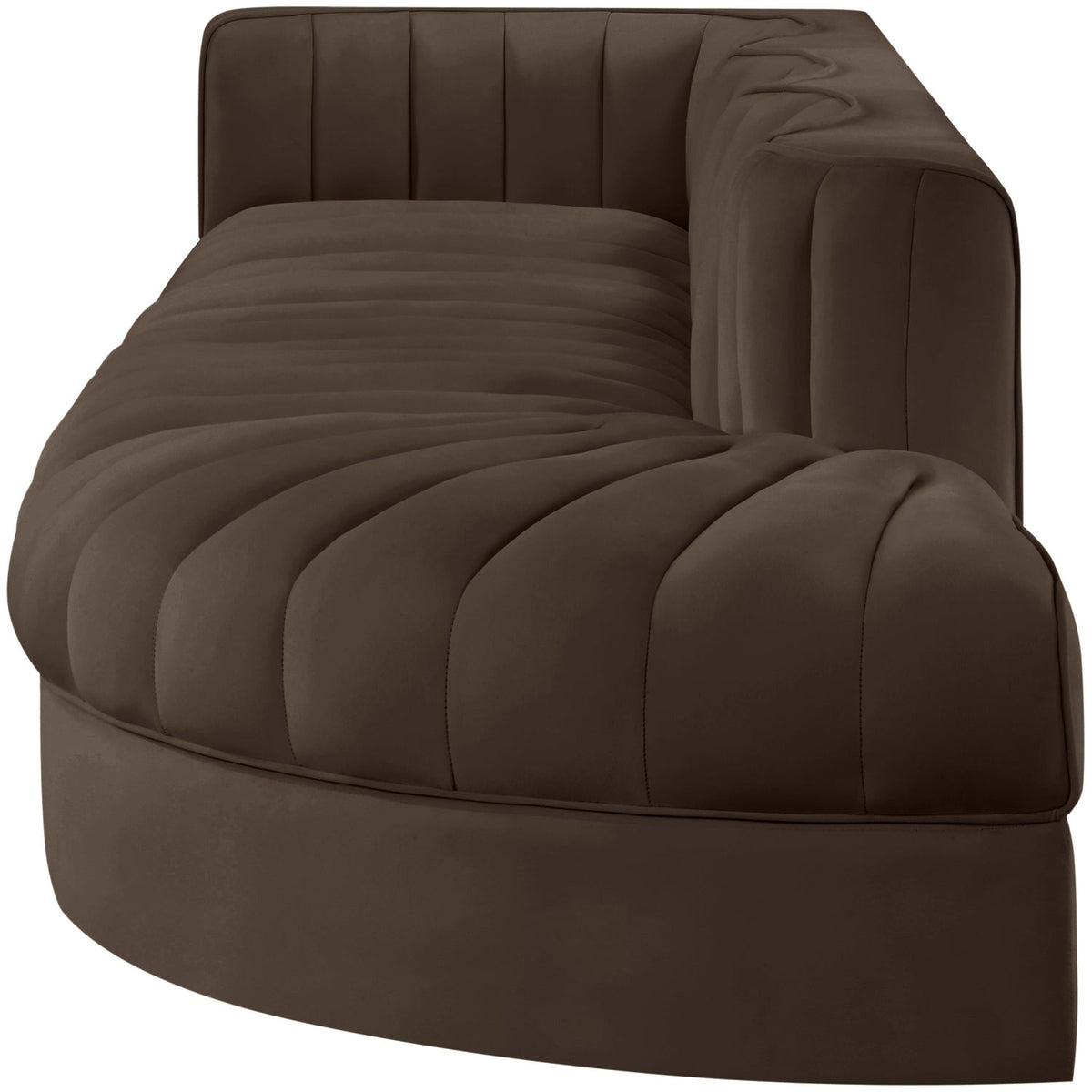 Rummi Brown Velvet Performance Fabric Upholstered 4 Piece Modular Sectional Sofa