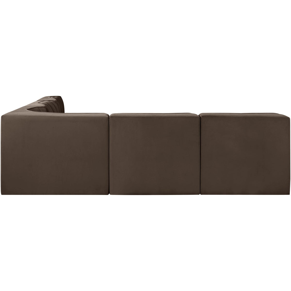 Rummi Brown Velvet Performance Fabric Upholstered 5 Piece Modular Sectional Sofa