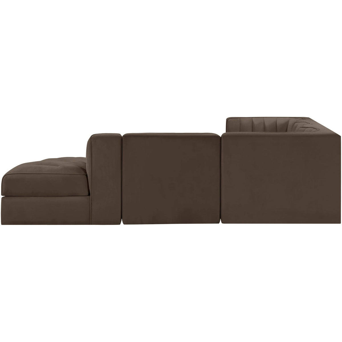 Rummi Brown Velvet Performance Fabric Upholstered 5 Piece Modular Sectional Sofa
