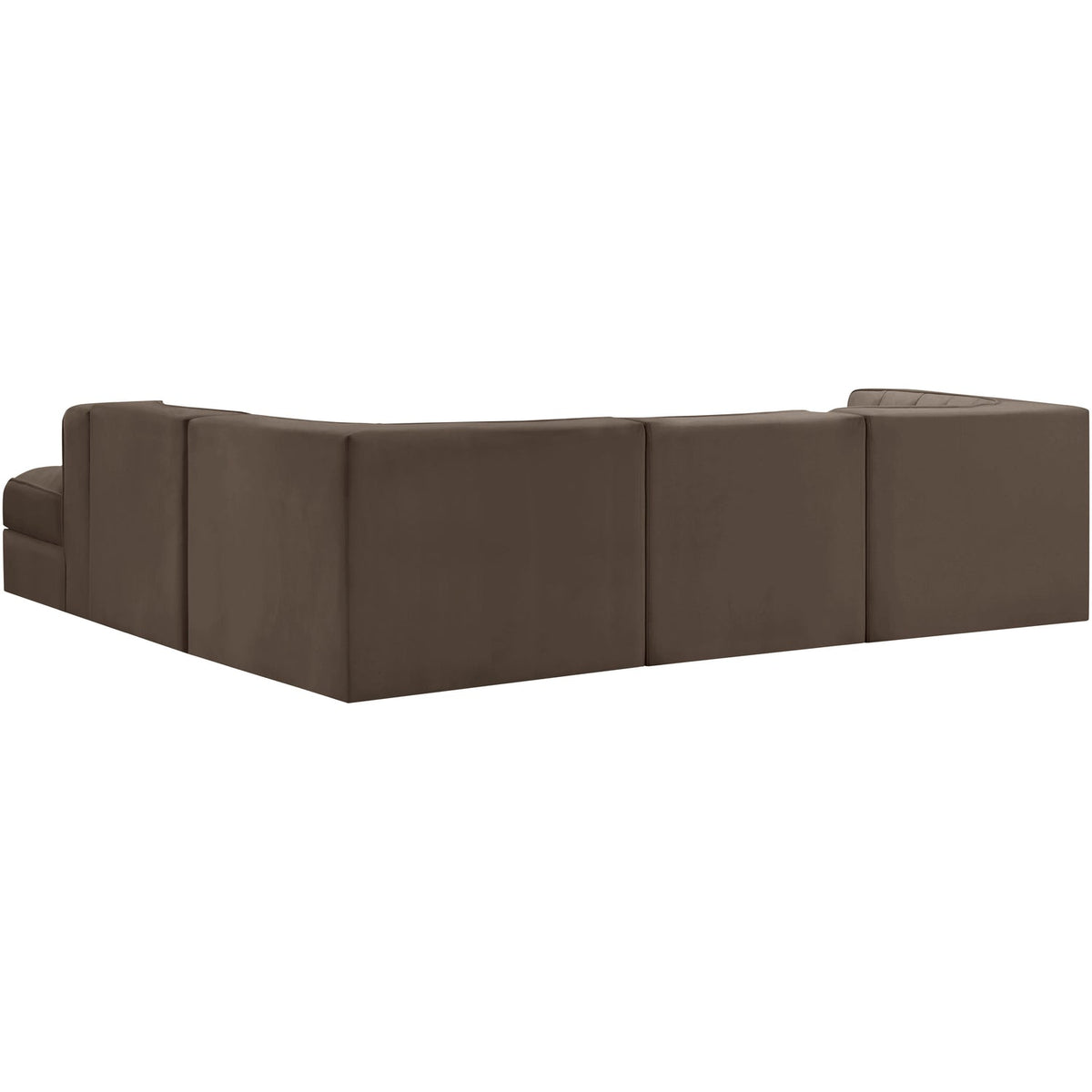 Rummi Brown Velvet Performance Fabric Upholstered 5 Piece Modular Sectional Sofa