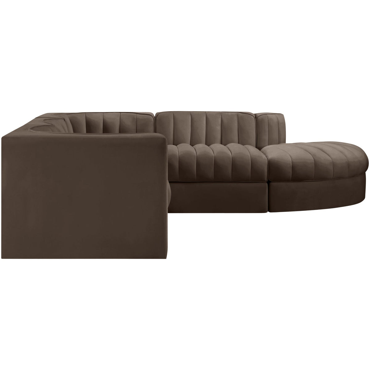 Rummi Brown Velvet Performance Fabric Upholstered 5 Piece Modular Sectional Sofa