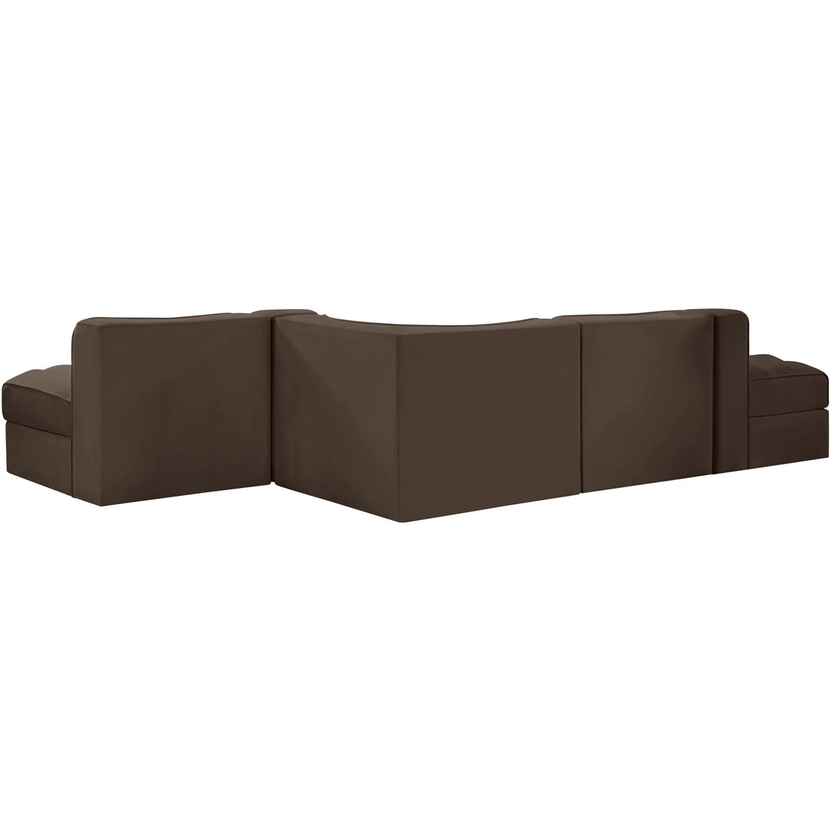 Rummi Brown Velvet Performance Fabric Upholstered 5 Piece Modular Sectional Sofa