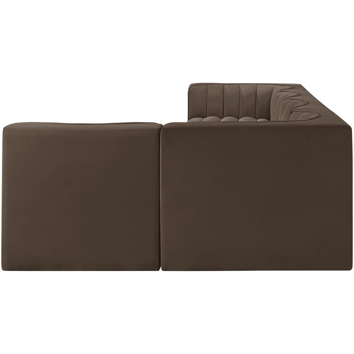 Rummi Brown Velvet Performance Fabric Upholstered 5 Piece Modular Sectional Sofa