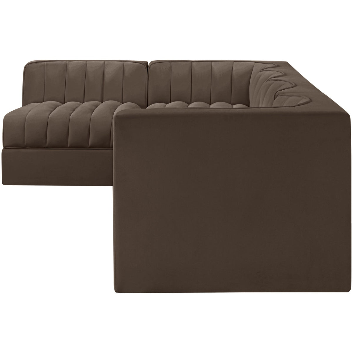 Rummi Brown Velvet Performance Fabric Upholstered 5 Piece Modular Sectional Sofa