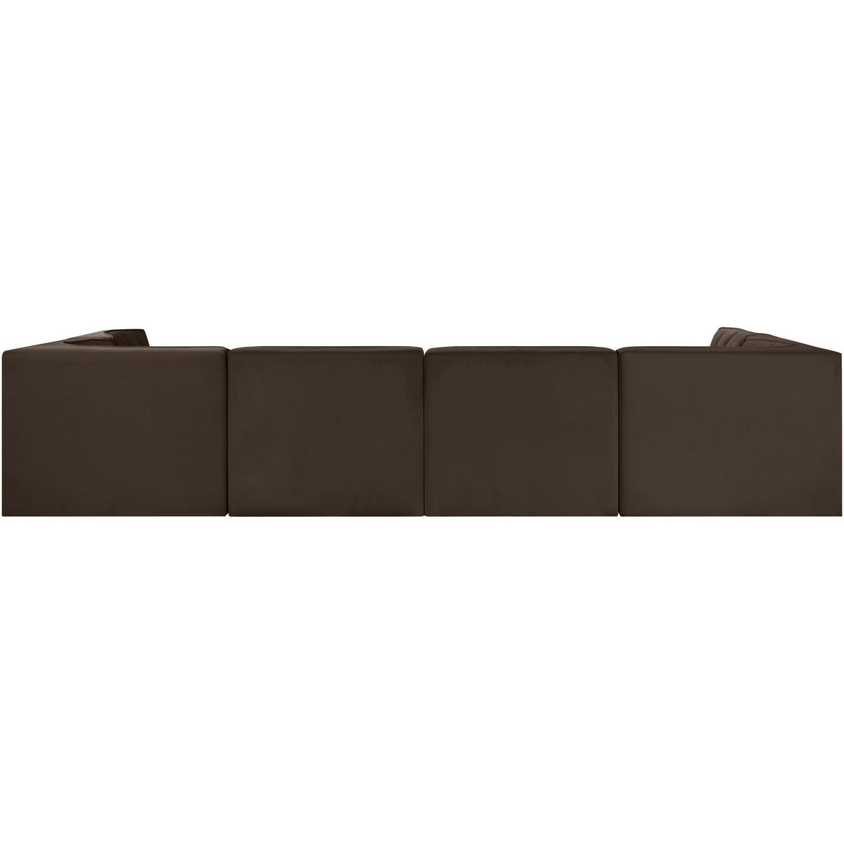 Rummi Brown Velvet Performance Fabric Upholstered 6 Piece Modular Sectional Sofa