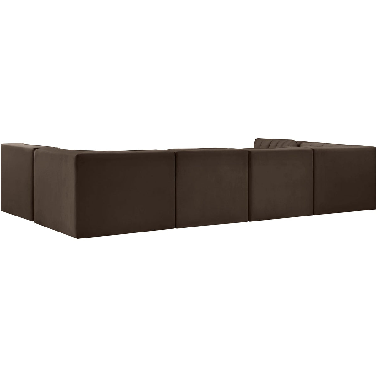 Rummi Brown Velvet Performance Fabric Upholstered 6 Piece Modular Sectional Sofa