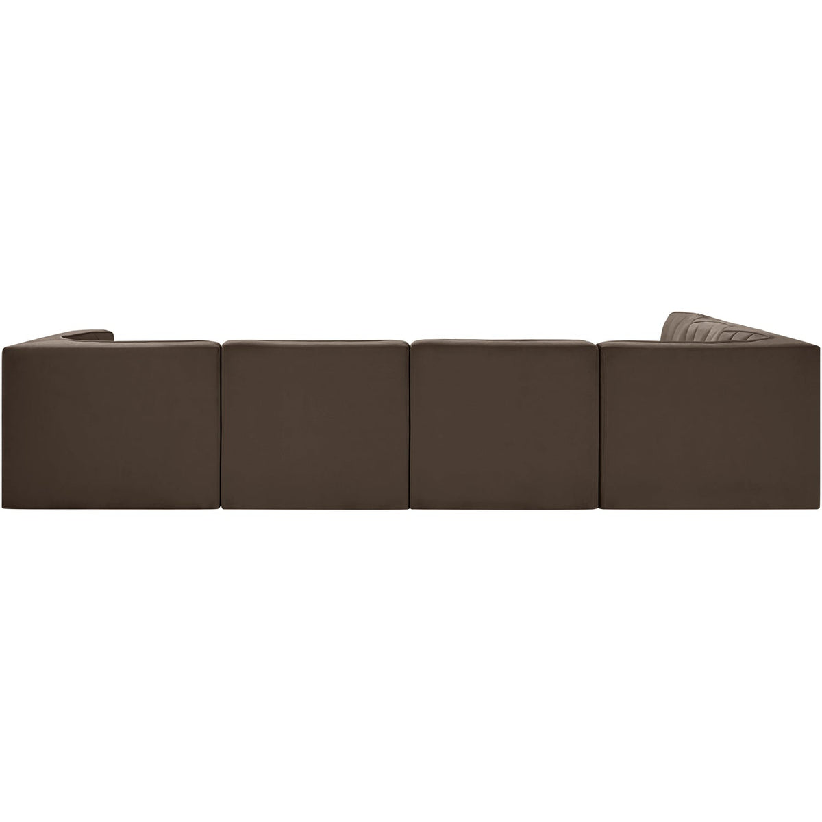 Rummi Brown Velvet Performance Fabric Upholstered 6 Piece Modular Sectional Sofa